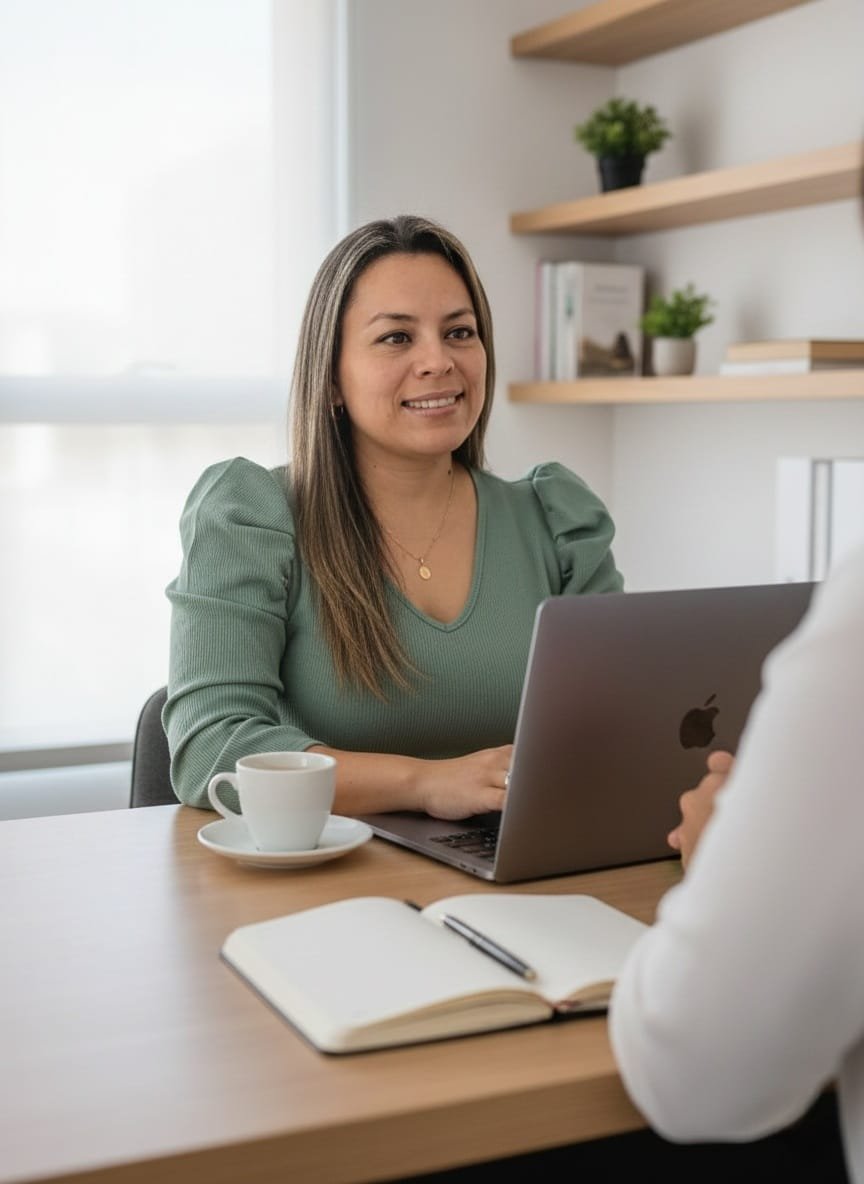 Carol Tatiana Barragán asesorando a un cliente durante una sesión de consultoría